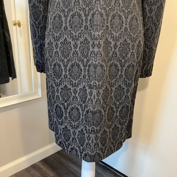 Jones NY Gray & Navy Jacquard Long Jacket/Dress Coat, Size 8 - Picture 13 of 16